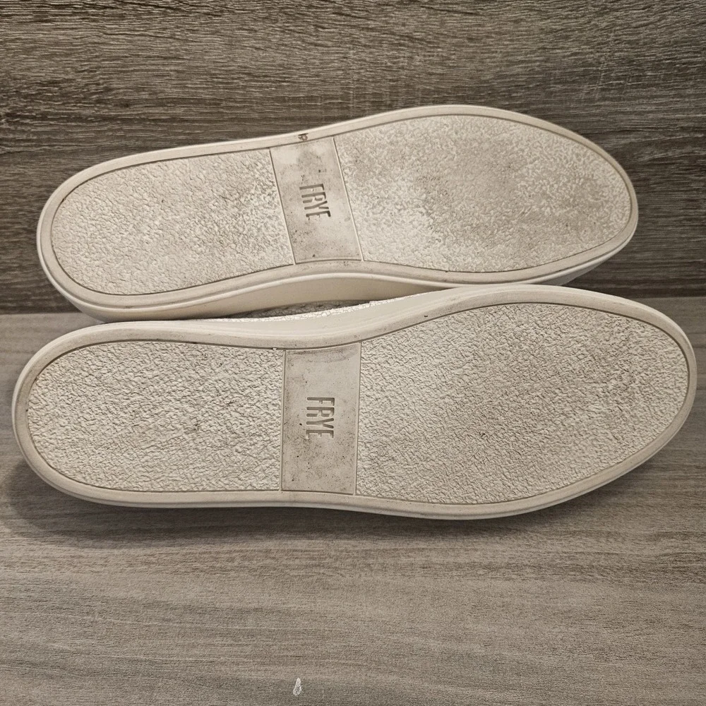 Frye Women's Low White Leather Slip On Sneakers Shoes Size 10 M‎ 3470730-WHT
